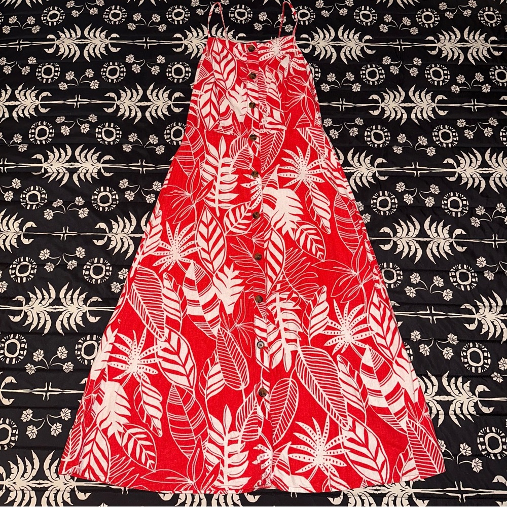 Old Navy Tropical Leaf Print Midi Dress